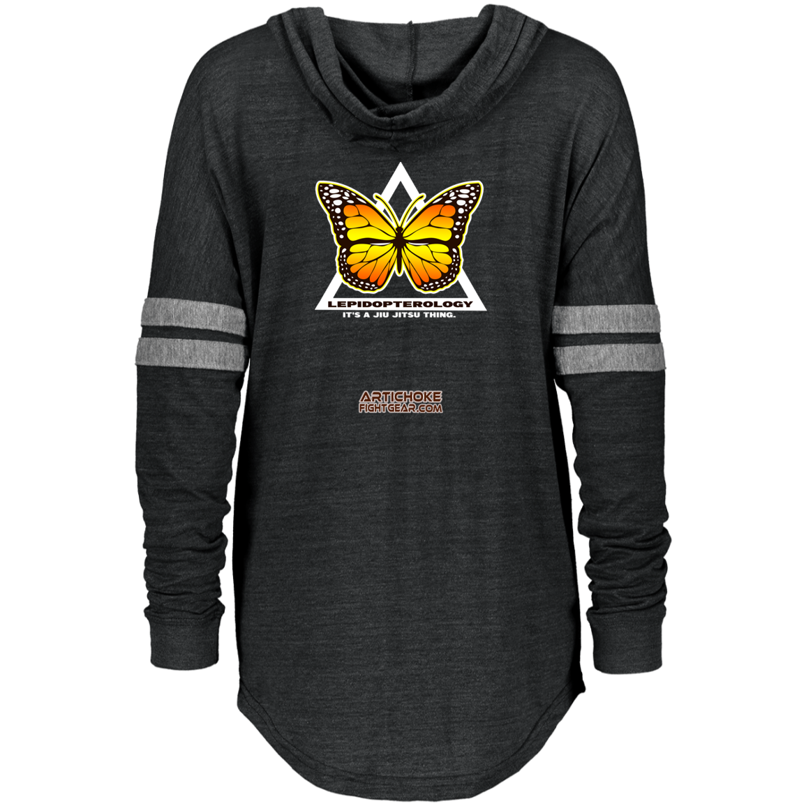 Artichoke Fight Gear Custom Design #6. Lepidopterology (Study of butterflies). Butterfly Guard. Ladies Hooded Low Key Pullover