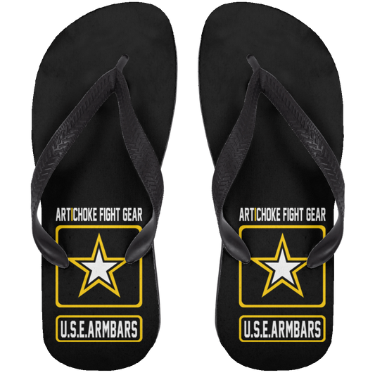 Artichoke Fight Gear Custom Design #2. USE ARMBARS. Adult Flip Flops