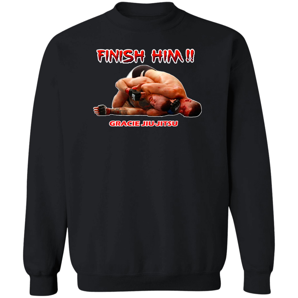 Artichoke Fight Gear Custom Design #8. Finish Him! Crewneck Pullover Sweatshirt