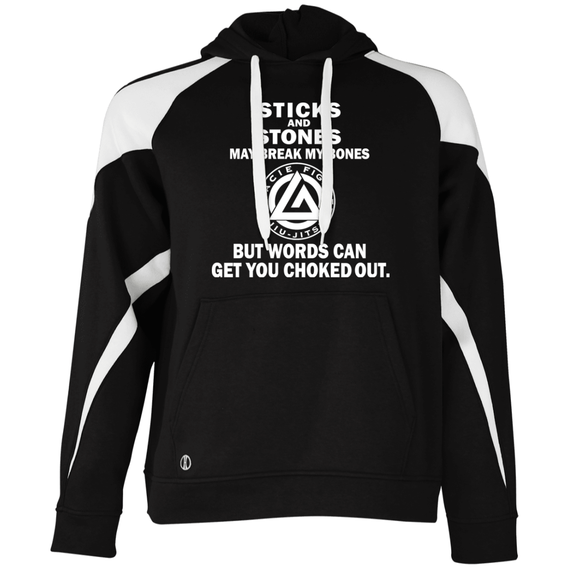 Artichoke Fight Gear Custom Design #19. Sticks and Stones. Colorblock Fleece Hoodie