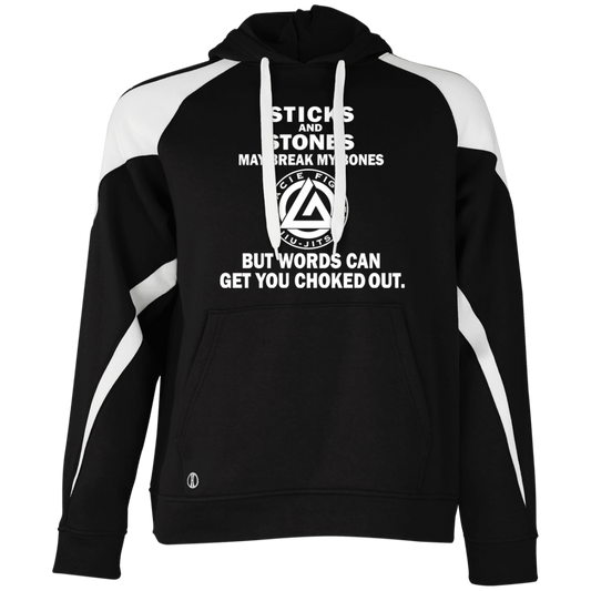 Artichoke Fight Gear Custom Design #19. Sticks and Stones. Colorblock Fleece Hoodie