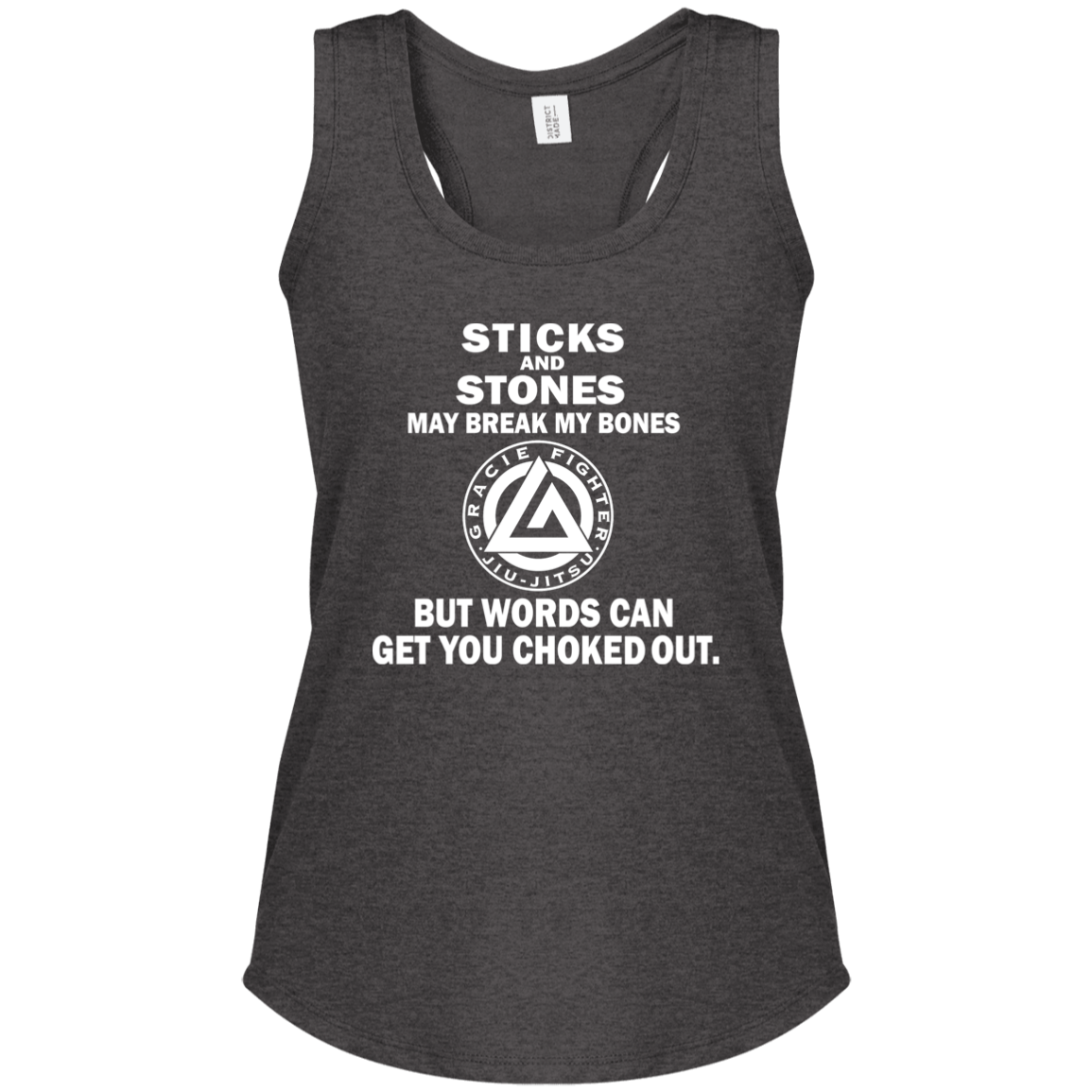 Artichoke Fight Gear Custom Design #19. Sticks and Stones. Ladies' Tri Racerback Tank