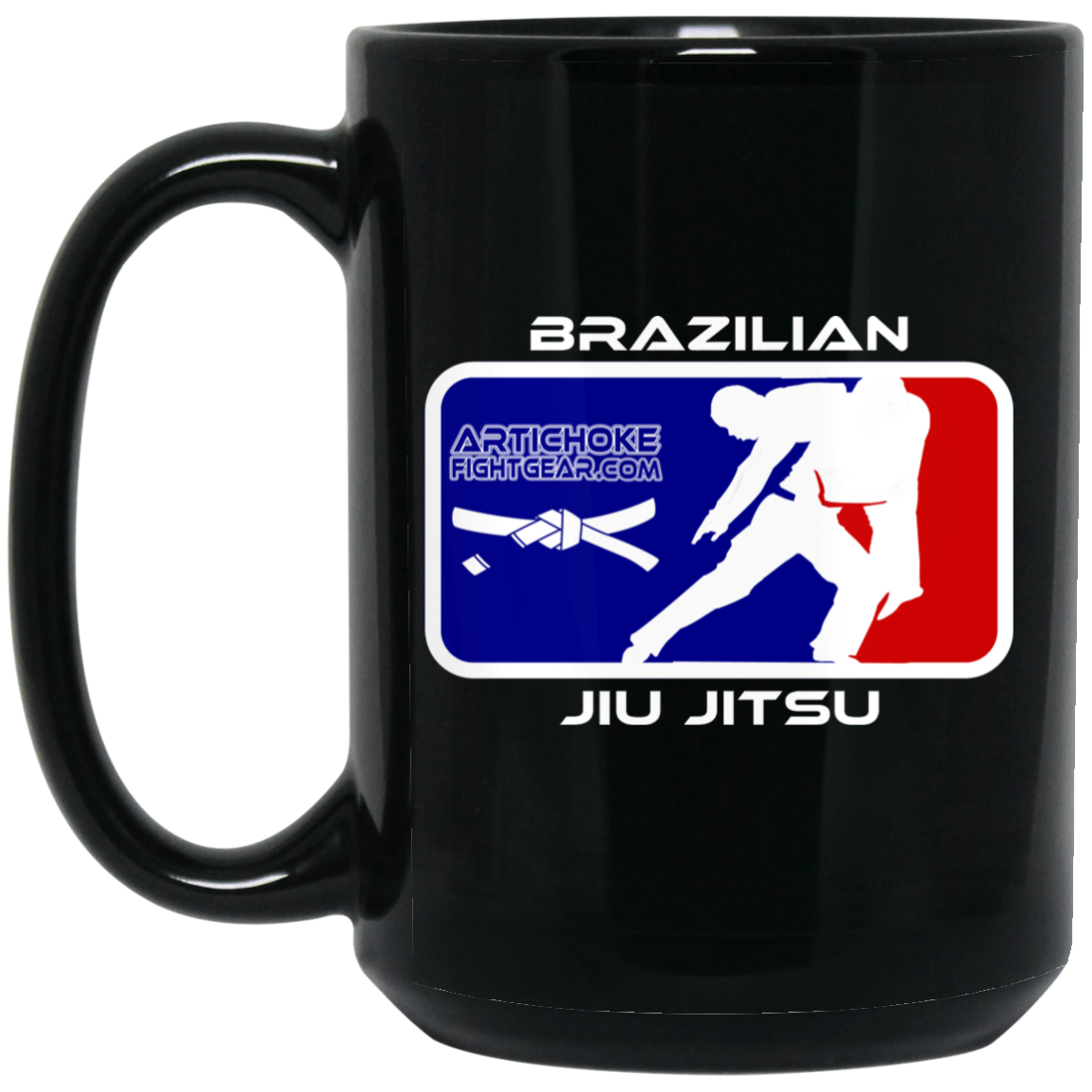 Artichoke Fight Gear Custom Design #4. MLB style BJJ. 15 oz. Black Mug