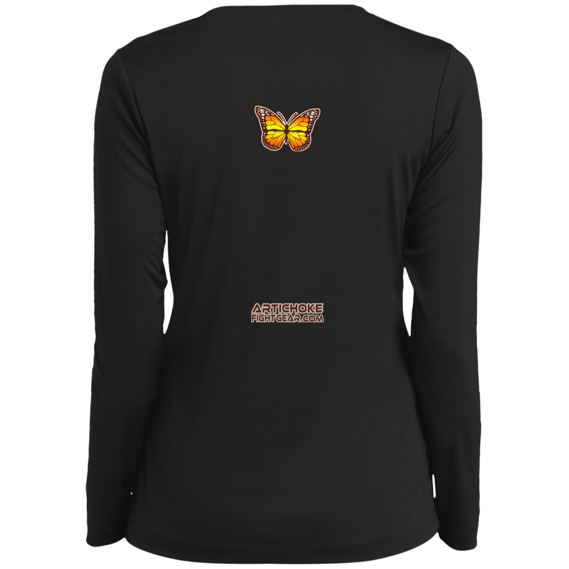 Artichoke Fight Gear Custom Design #6. Lepidopterology (Study of butterflies). Butterfly Guard. Ladies’ Long Sleeve Performance V-Neck Tee