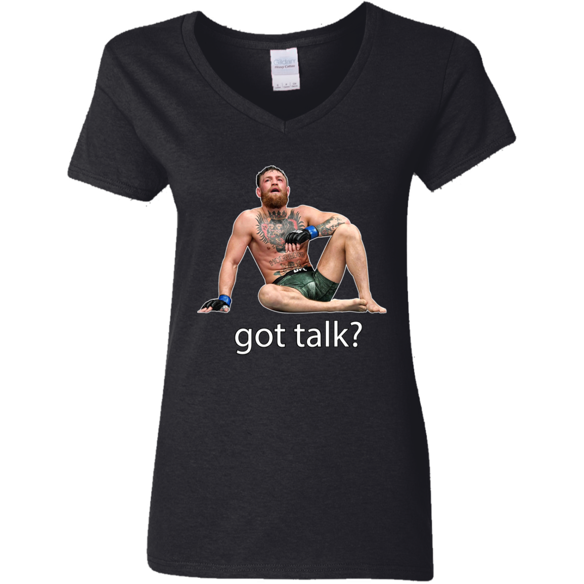 Artichoke Fight Gear Custom Design #10. Got Talk? Ladies' 100% Cotton V-Neck T-Shirt