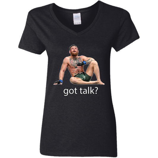 Artichoke Fight Gear Custom Design #10. Got Talk? Ladies' 100% Cotton V-Neck T-Shirt