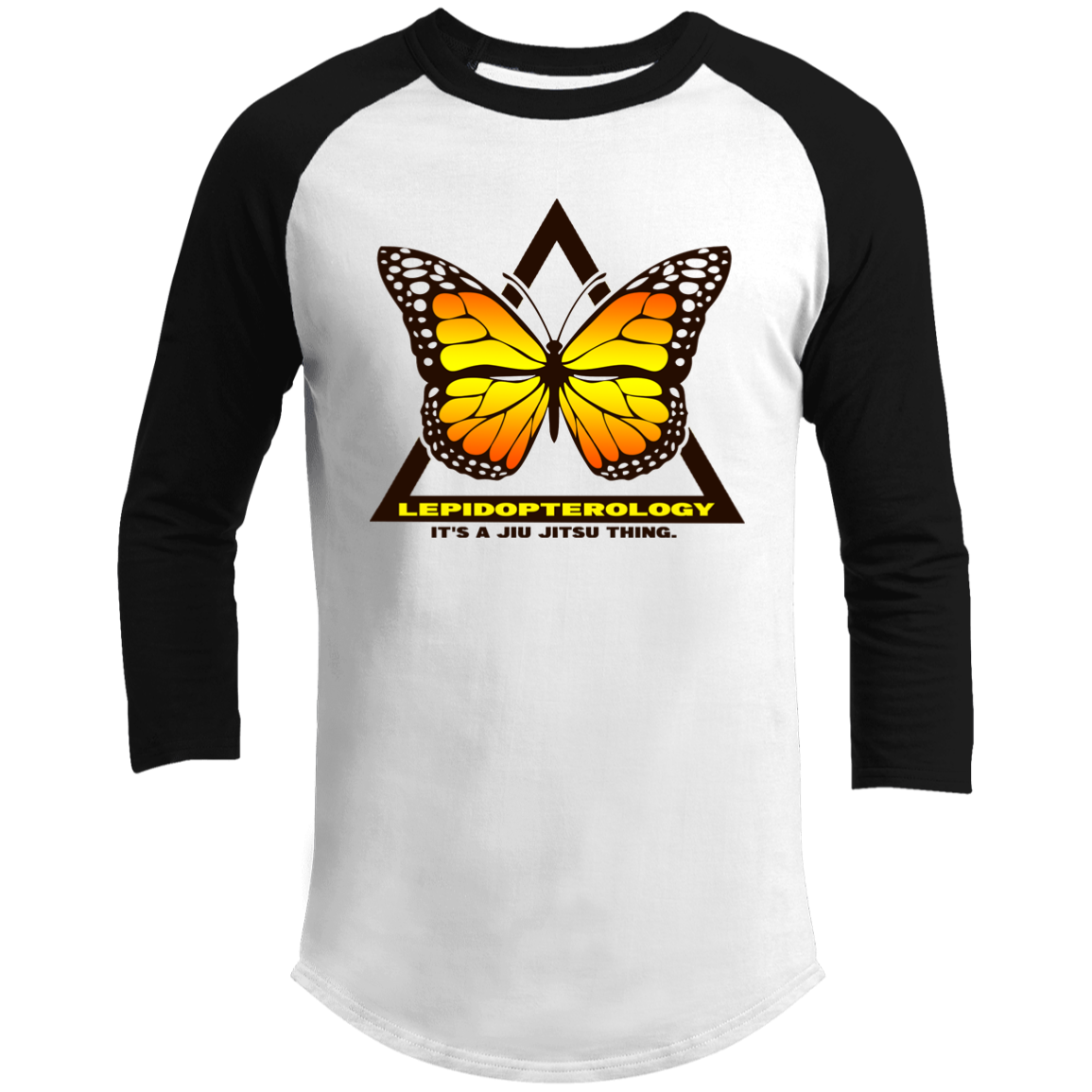 Artichoke Fight Gear Custom Design #6. Lepidopterology (Study of butterflies). Butterfly Guard. 3/4 Raglan Sleeve Shirt