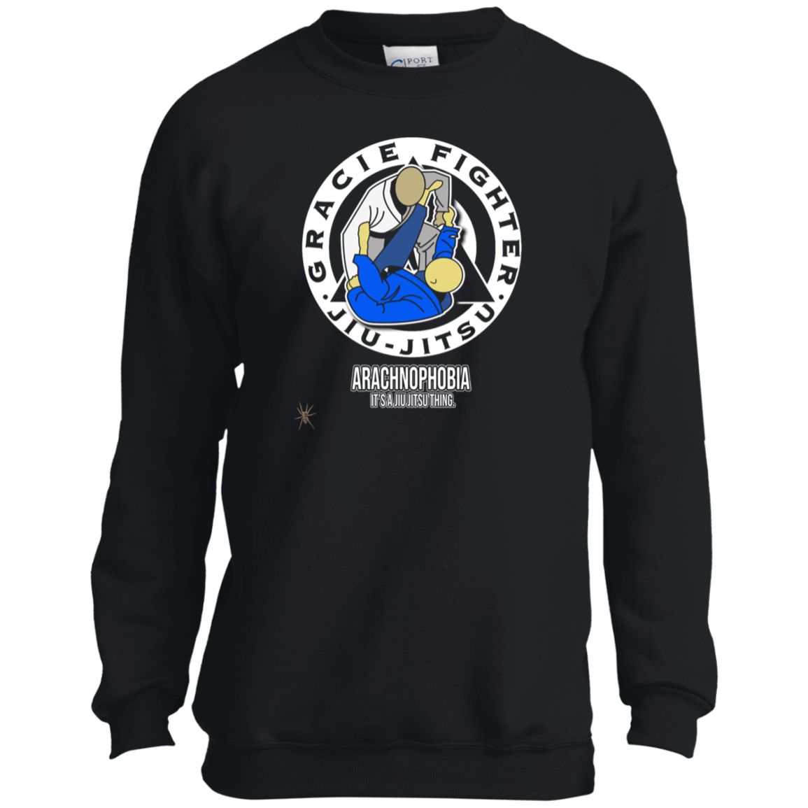 Artichoke Fight Gear Custom Design #1. Arachnophobia: Fear of Spiders. Spider Guard. It's a Jiu Jitsu Thing. Youth Crewneck Sweatshirt