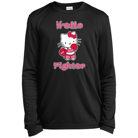 Artichoke Fight Gear Custom Design #11. Hello Fighter. Youth Long Sleeve Performance Tee