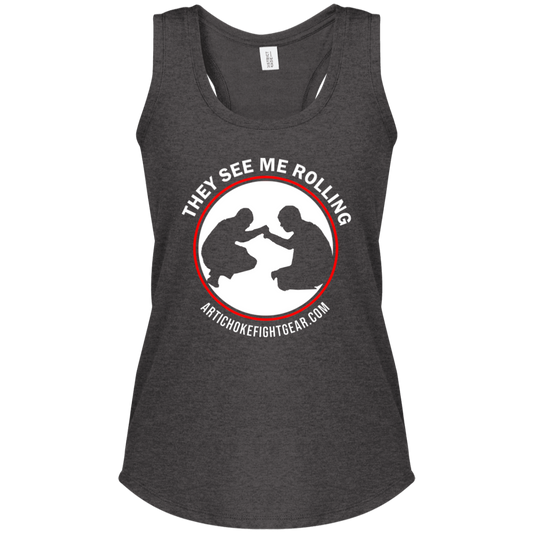 Artichoke Fight Gear Custom Design #16. They See Me Rolling. Ladies' Tri Racerback Tank