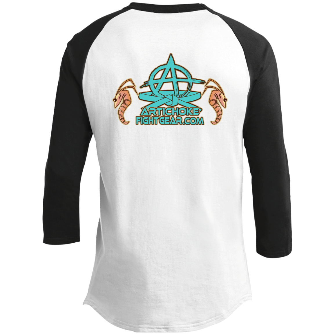 Artichoke Fight Gear Custom Design #18. Shrimpin ain't Easy. 3/4 Raglan Sleeve Shirt