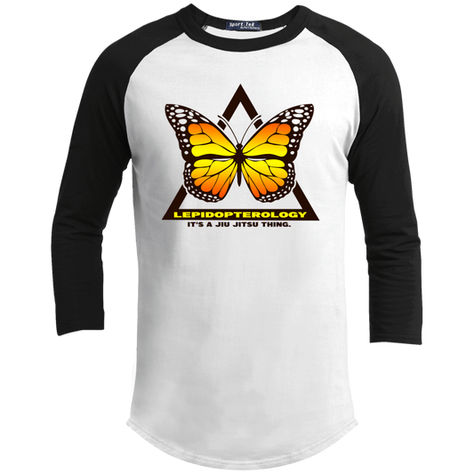 Artichoke Fight Gear Custom Design #6. Lepidopterology (Study of butterflies). Butterfly Guard. Youth 3/4 Raglan Sleeve Shirt