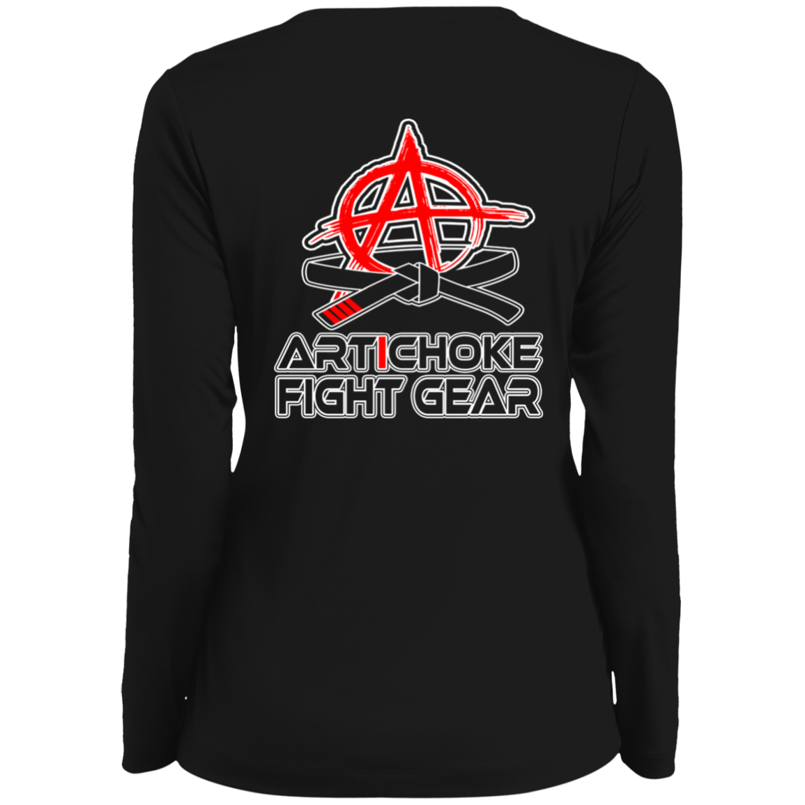 Artichoke Fight Gear Custom Design #19. Sticks and Stones. Ladies' Moisture-Wicking Long Sleeve V-Neck Tee