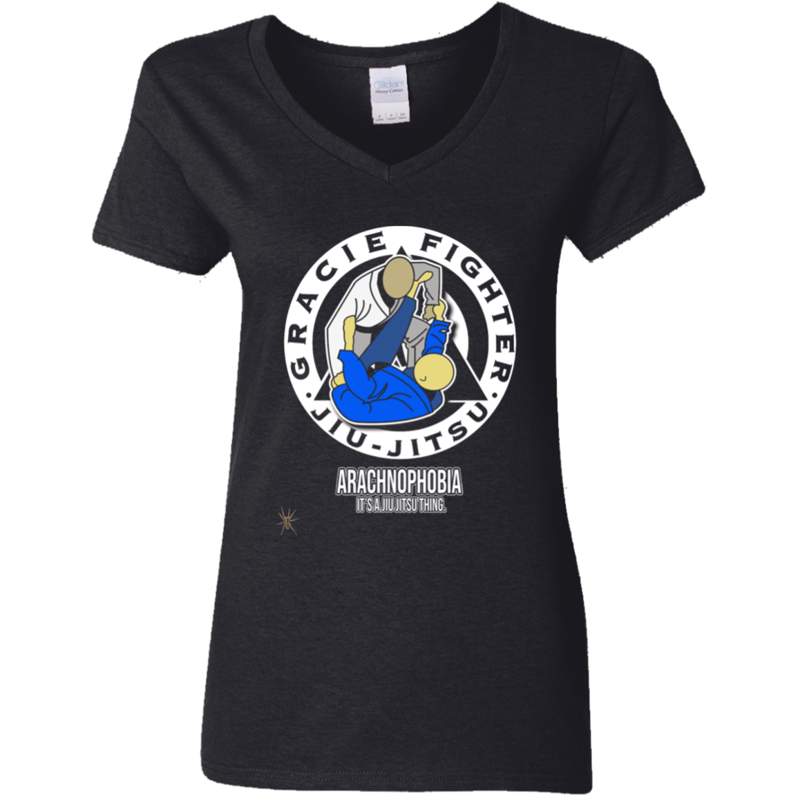 Artichoke Fight Gear Custom Design #1. Arachnophobia: Fear of Spiders. Spider Guard. It's a Jiu Jitsu Thing. Ladies Ladies' 100% Cotton V-Neck T-Shirt