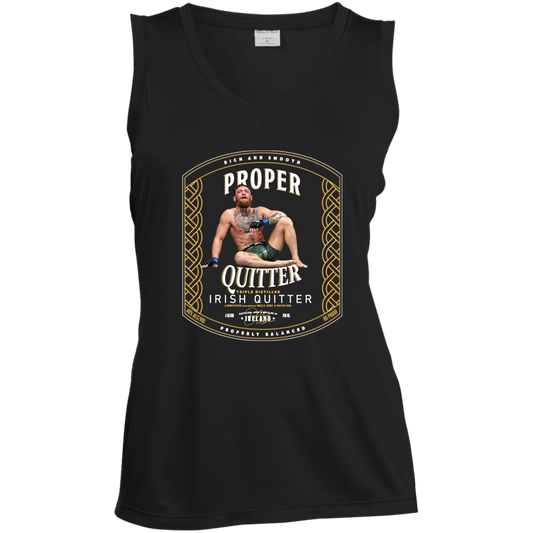 Artichoke Fight Gear Custom Design #15. Proper Quitter. Ladies' Sleeveless V-Neck Performance Tee