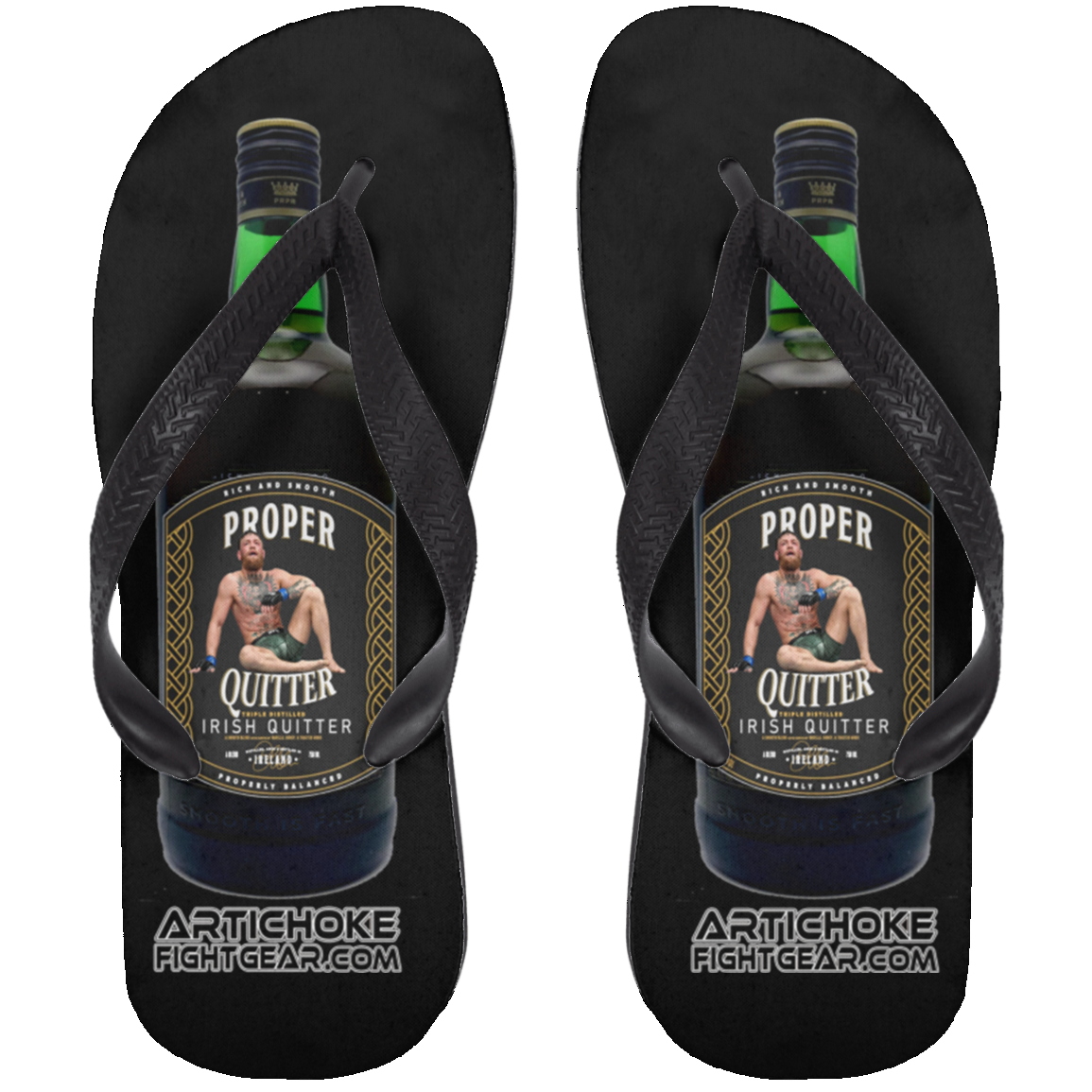 Artichoke Fight Gear Custom Design #15. Proper Quitter. Adult Flip Flops