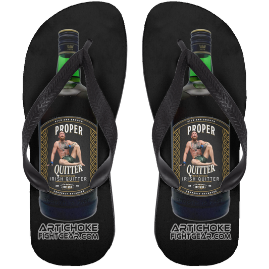 Artichoke Fight Gear Custom Design #15. Proper Quitter. Adult Flip Flops