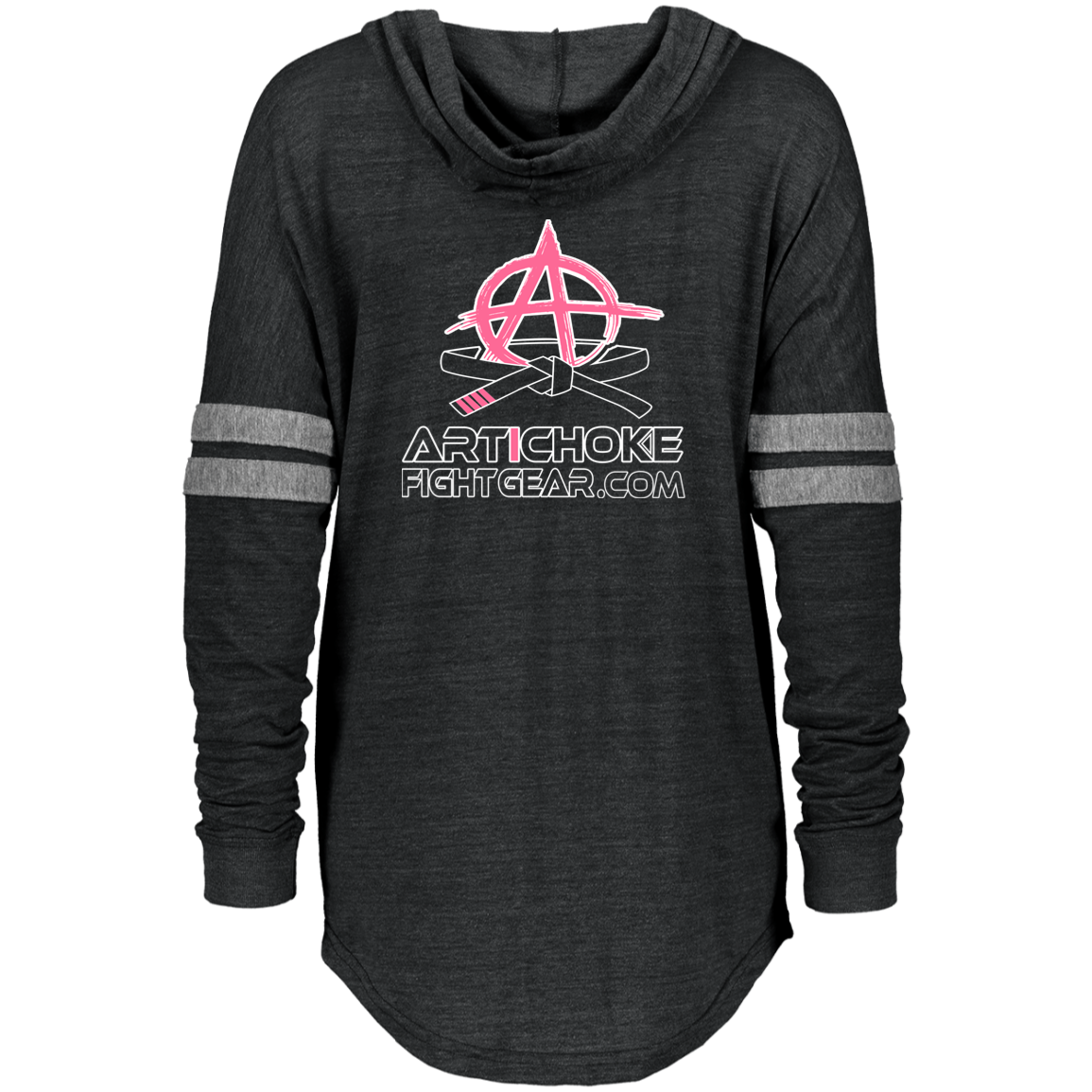 Artichoke Fight Gear Custom Design #11. Hello Fighter. Ladies Hooded Low Key Pullover