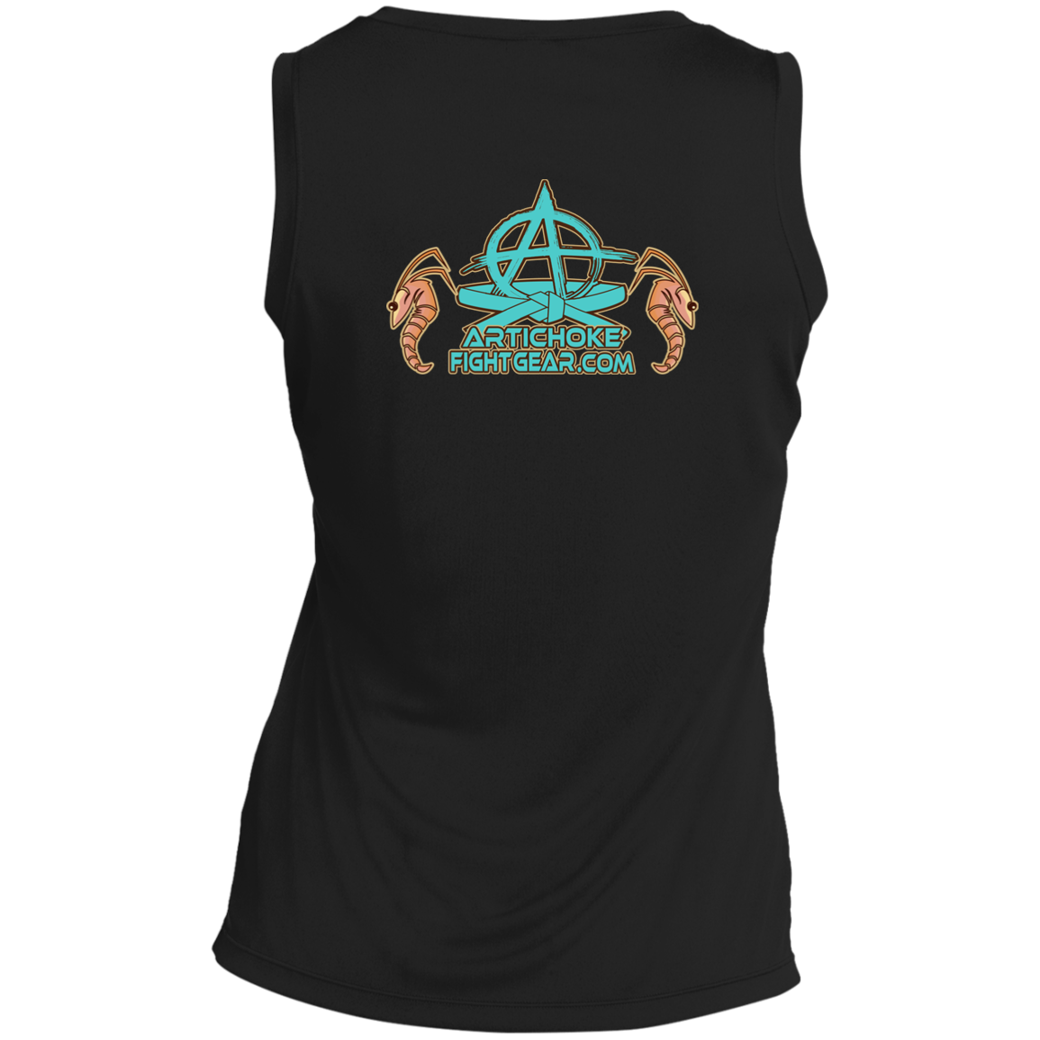 Artichoke Fight Gear Custom Design #18. Shrimpin ain't Easy. Ladies' Sleeveless V-Neck Performance Tee