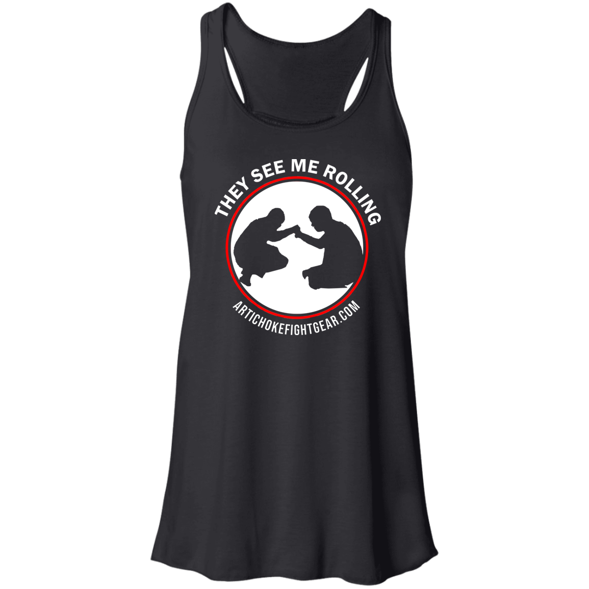 Artichoke Fight Gear Custom Design #16. They See Me Rolling. Flowy Racerback Tank