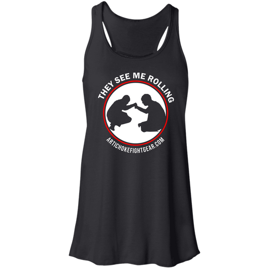 Artichoke Fight Gear Custom Design #16. They See Me Rolling. Flowy Racerback Tank