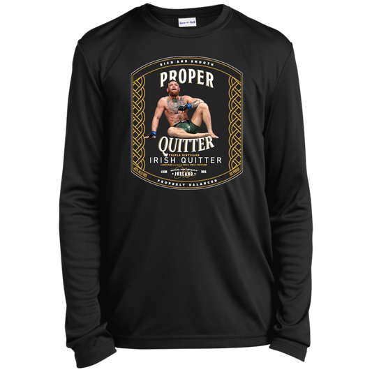 Artichoke Fight Gear Custom Design #15. Proper Quitter. Youth Long Sleeve Performance Tee