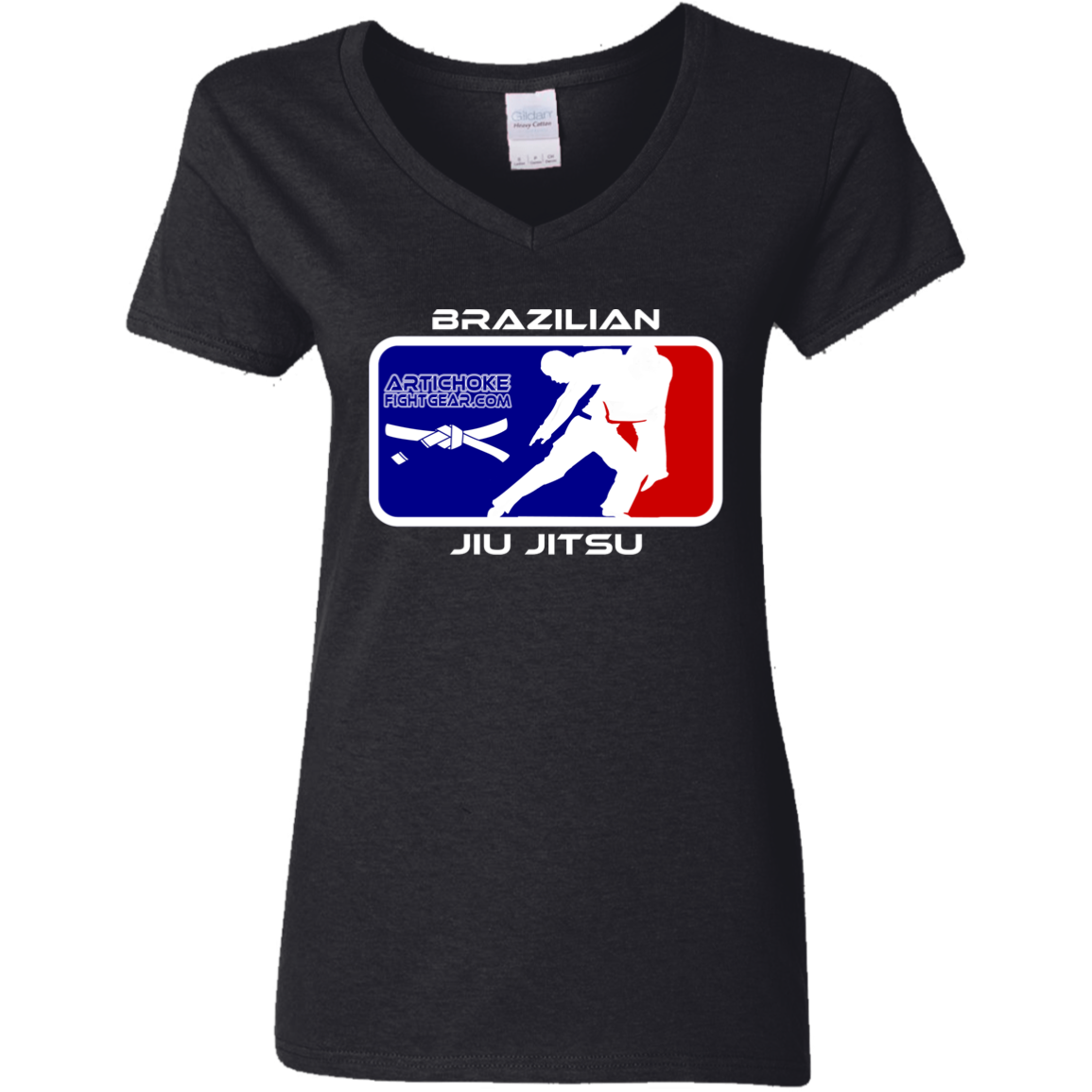 Artichoke Fight Gear Custom Design #4. MLB style BJJ. Ladies' 5.3 oz. V-Neck T-Shirt