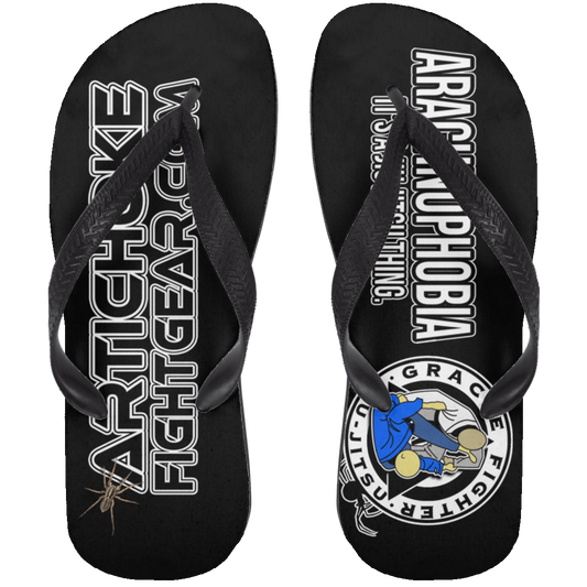 Artichoke Fight Gear Custom Design #1. Arachnophobia: Fear of Spiders. Spider Guard. It's a Jiu Jitsu Thing. Adult Flip Flops