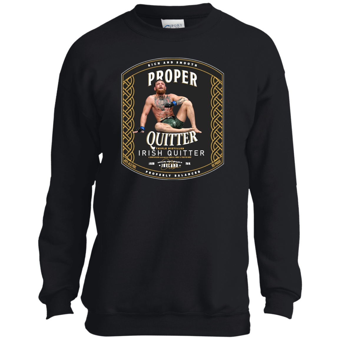 Artichoke Fight Gear Custom Design #15. Proper Quitter. Youth Crewneck Sweatshirt