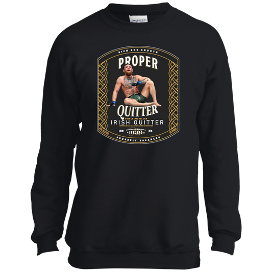 Artichoke Fight Gear Custom Design #15. Proper Quitter. Youth Crewneck Sweatshirt