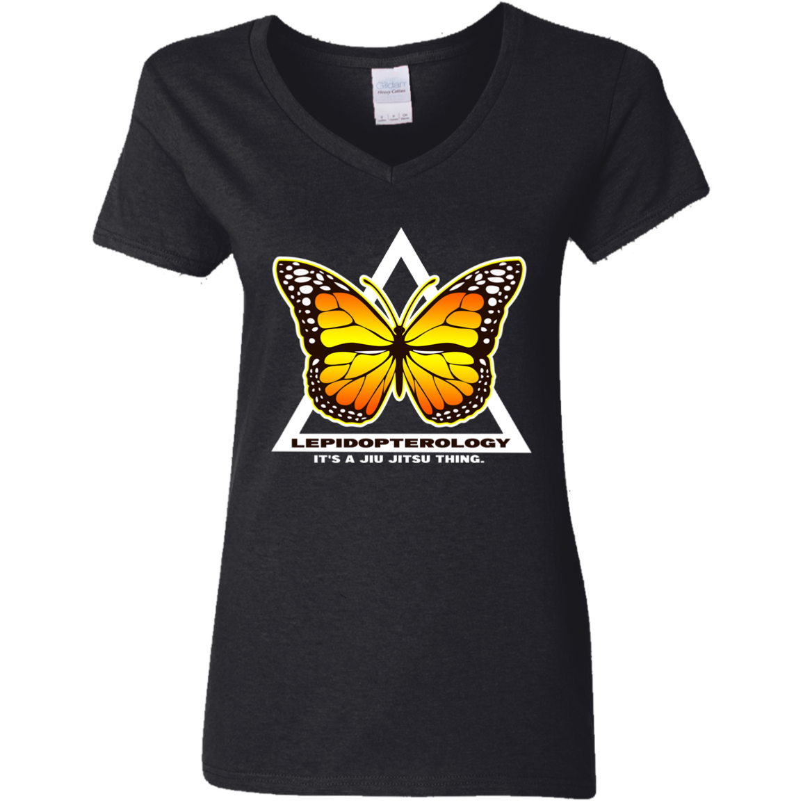 Artichoke Fight Gear Custom Design #6. Lepidopterology (Study of butterflies). Butterfly Guard. Ladies' 5.3 oz. V-Neck T-Shirt