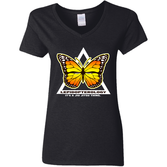 Artichoke Fight Gear Custom Design #6. Lepidopterology (Study of butterflies). Butterfly Guard. Ladies' 5.3 oz. V-Neck T-Shirt