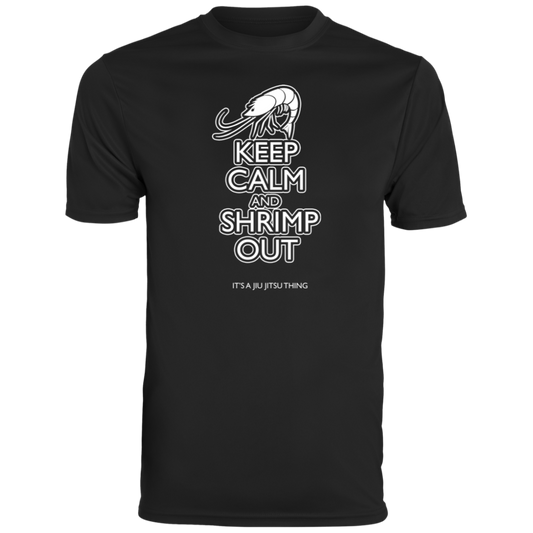 Artichoke Fight Gear Custom Design #12. Keep Calm and Shrimp Out. Men's Moisture-Wicking Tee