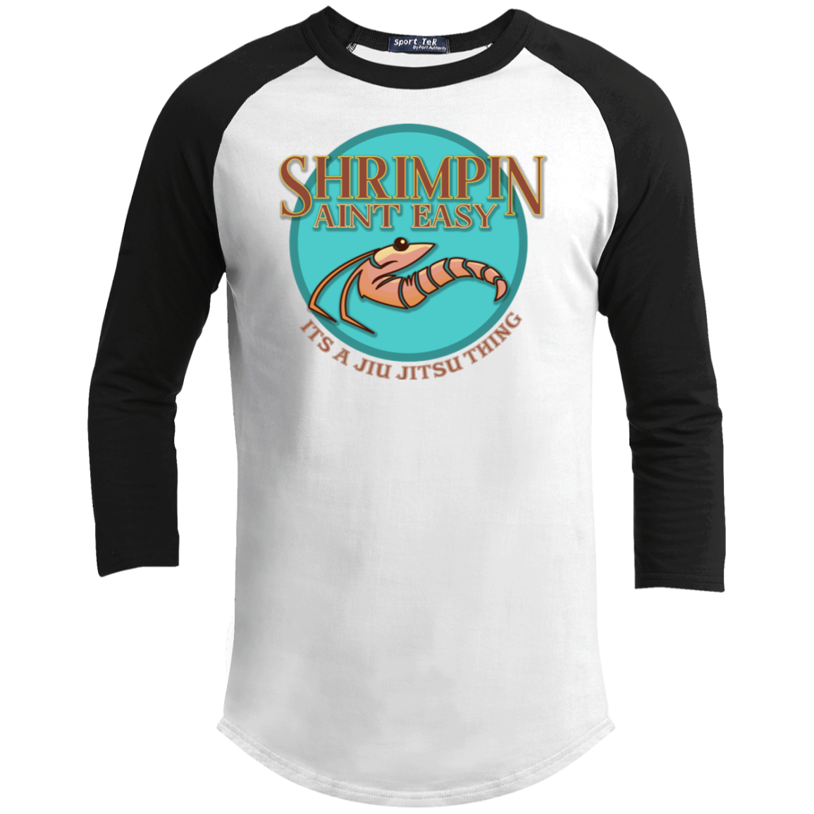 Artichoke Fight Gear Custom Design #18. Shrimpin ain't Easy. Youth 3/4 Raglan Sleeve Shirt