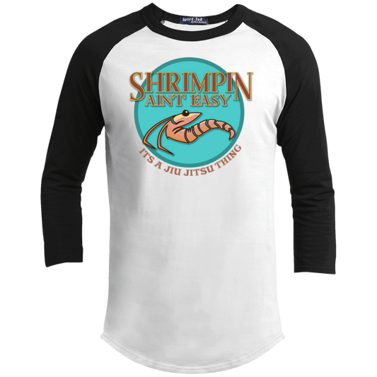 Artichoke Fight Gear Custom Design #18. Shrimpin ain't Easy. Youth 3/4 Raglan Sleeve Shirt