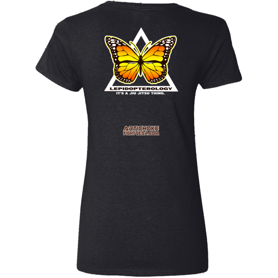 Artichoke Fight Gear Custom Design #6. Lepidopterology (Study of butterflies). Butterfly Guard. Ladies' 5.3 oz. V-Neck T-Shirt