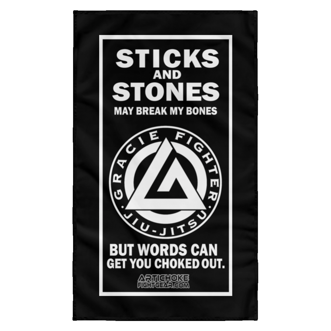 Artichoke Fight Gear Custom Design #19. Sticks and Stones. Wall Flag