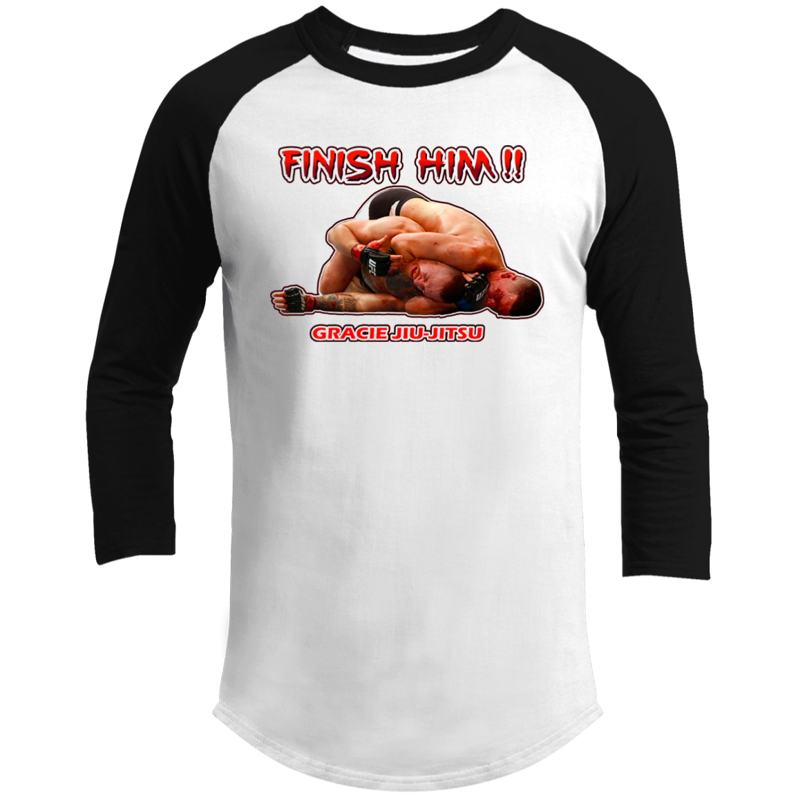 AFG Custom Design #08. FINISH HIM! 3/4 Raglan Sleeve Shirt