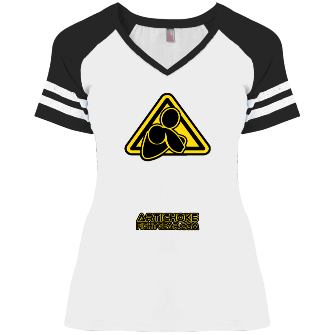 AFG Custom Design #07. CAUTION: CHOKING HAZARD. Ladies' Game V-Neck T-Shirt