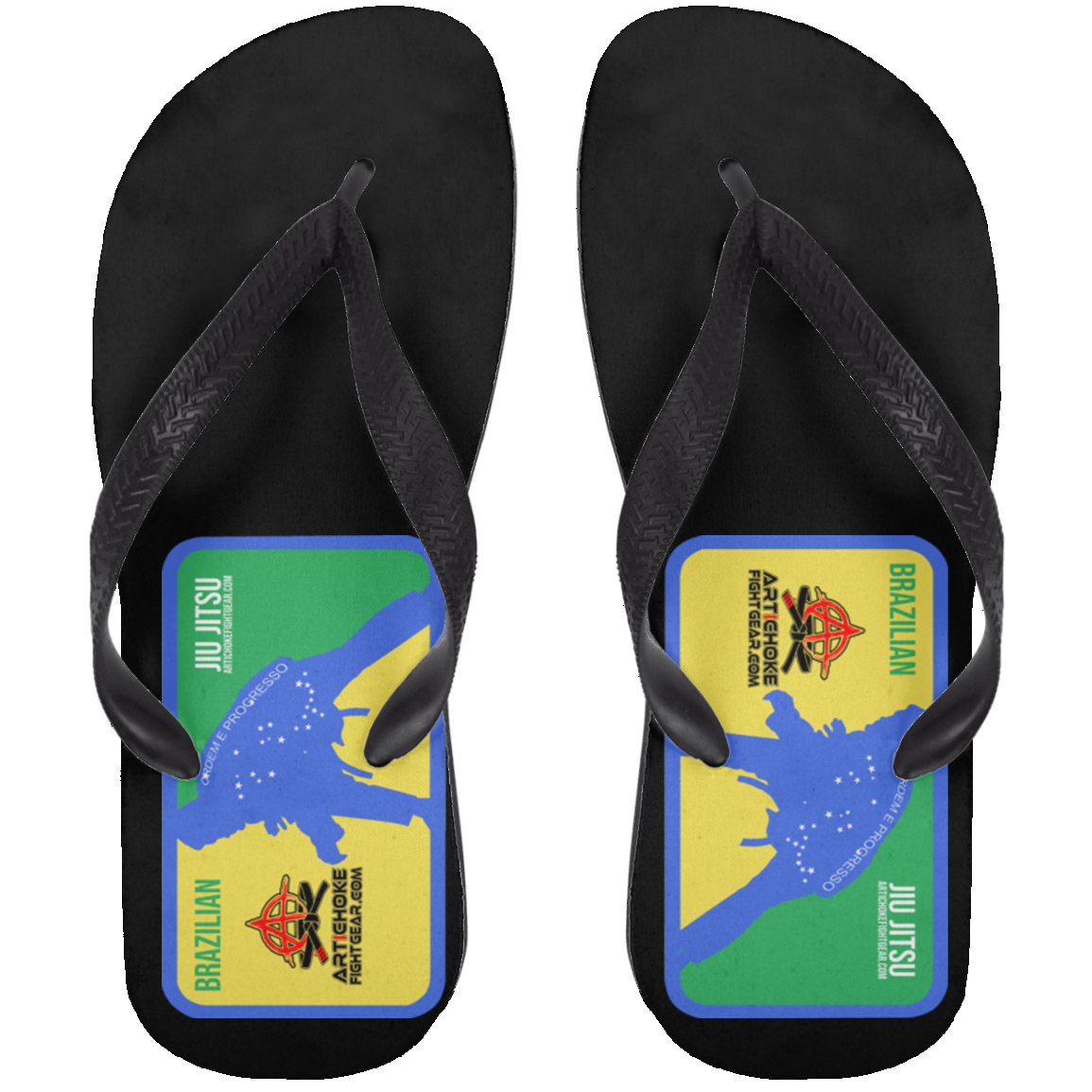 Artichoke Fight Gear Custom Design #13. BJJ, The New National Pastime. Adult Flip Flops