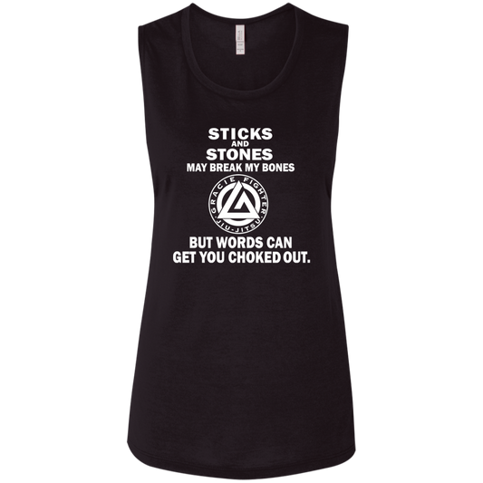 Artichoke Fight Gear Custom Design #19. Sticks and Stones. Ladies' Flowy Muscle Tank