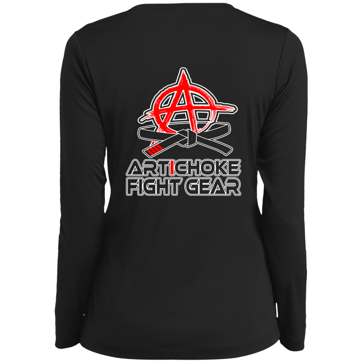 Artichoke Fight Gear Custom Design #19. Sticks and Stones. Ladies’ Long Sleeve Performance V-Neck Tee