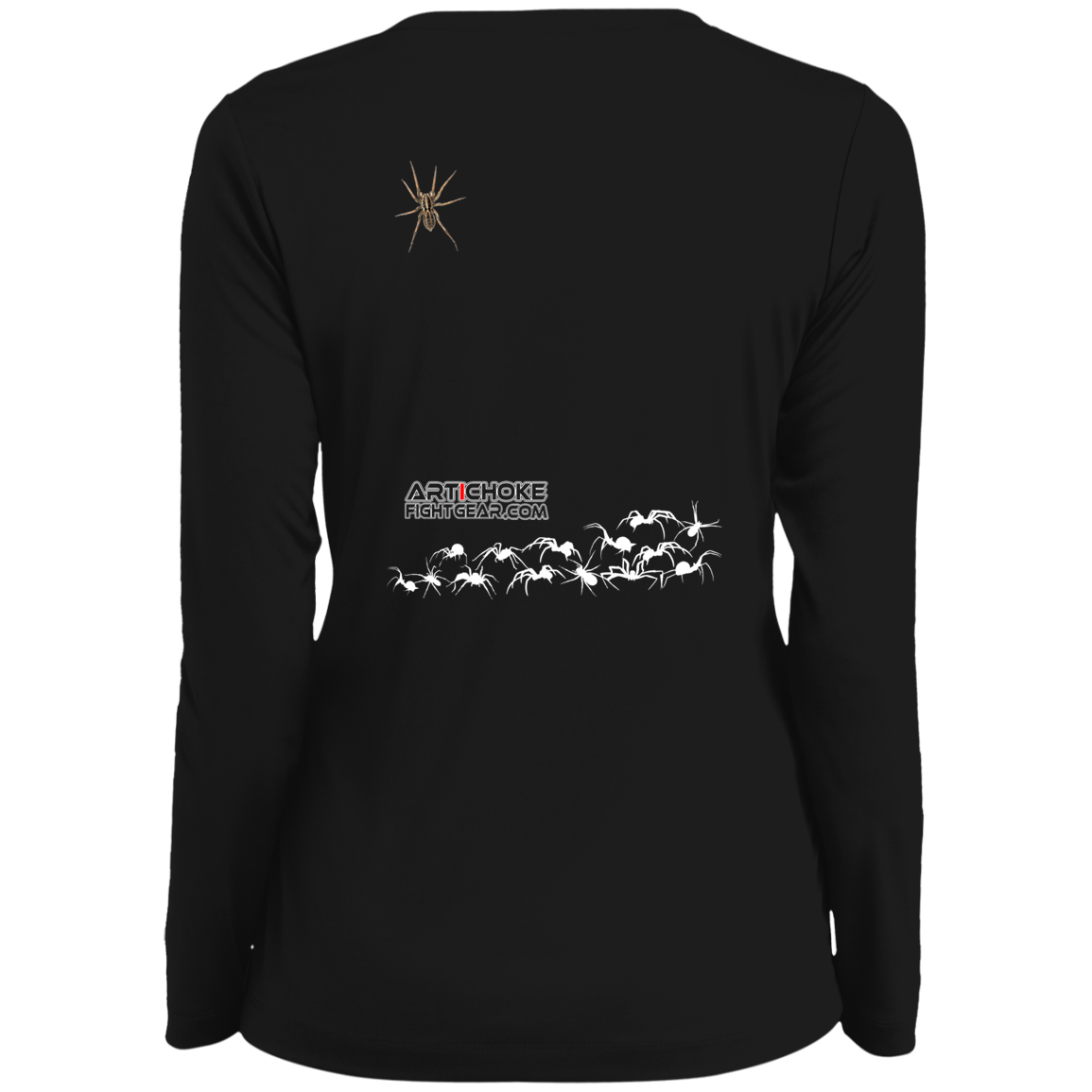 Artichoke Fight Gear Custom Design #1. Arachnophobia: Fear of Spiders. Spider Guard. It's a Jiu Jitsu Thing. Ladies' Moisture-Wicking Long Sleeve V-Neck Tee