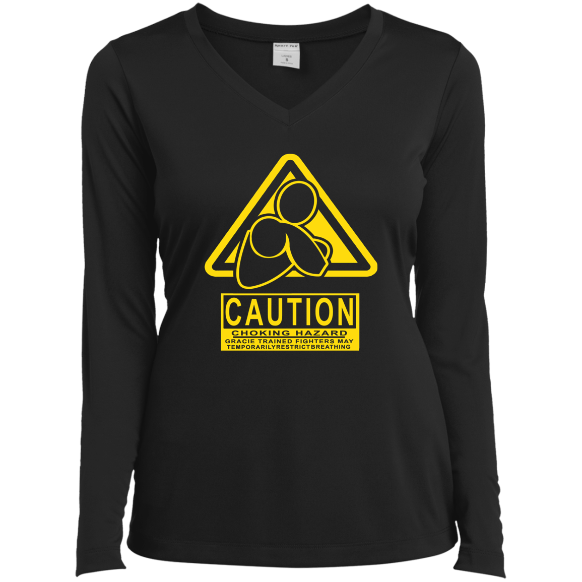 AFG Custom Design #07. CAUTION: CHOKING HAZARD. Ladies’ Long Sleeve Performance V-Neck Tee