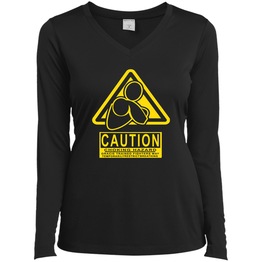 AFG Custom Design #07. CAUTION: CHOKING HAZARD. Ladies’ Long Sleeve Performance V-Neck Tee