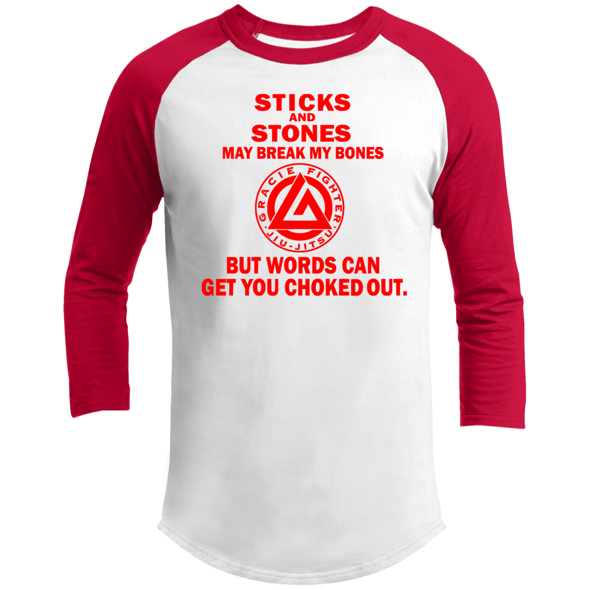 Artichoke Fight Gear Custom Design #19. Sticks and Stones. 3/4 Raglan Sleeve Shirt