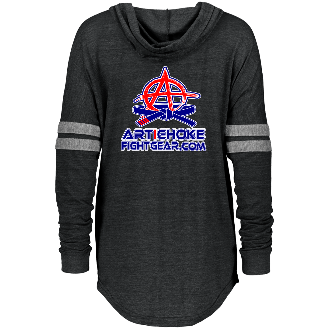 Artichoke Fight Gear Custom Design #4. MLB style BJJ. Ladies Hooded Low Key Pullover