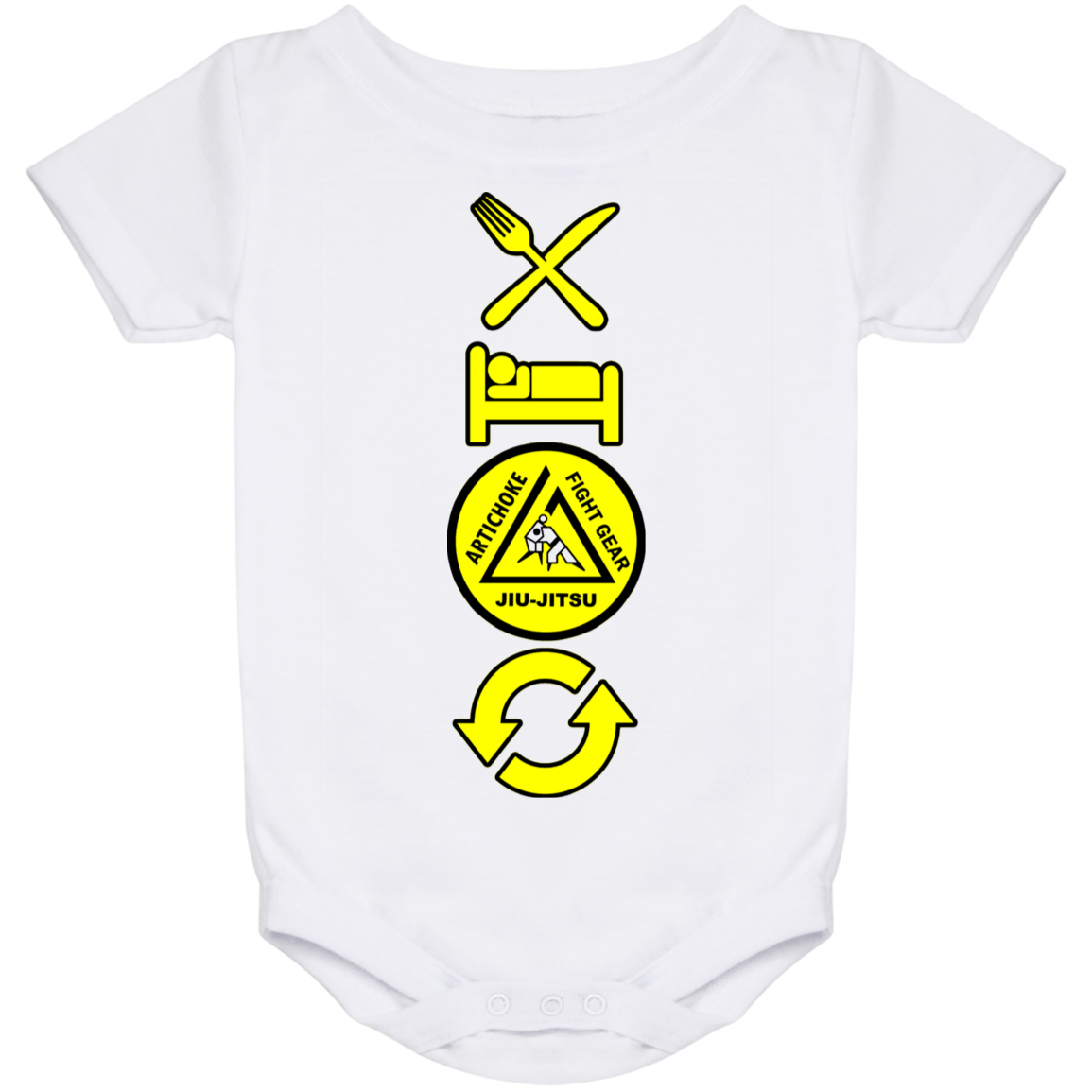 Artichoke Fight Gear Custom Design #9. EAT. SLEEP. JIU JITSU. REPEAT. Baby Onesie 24 Month