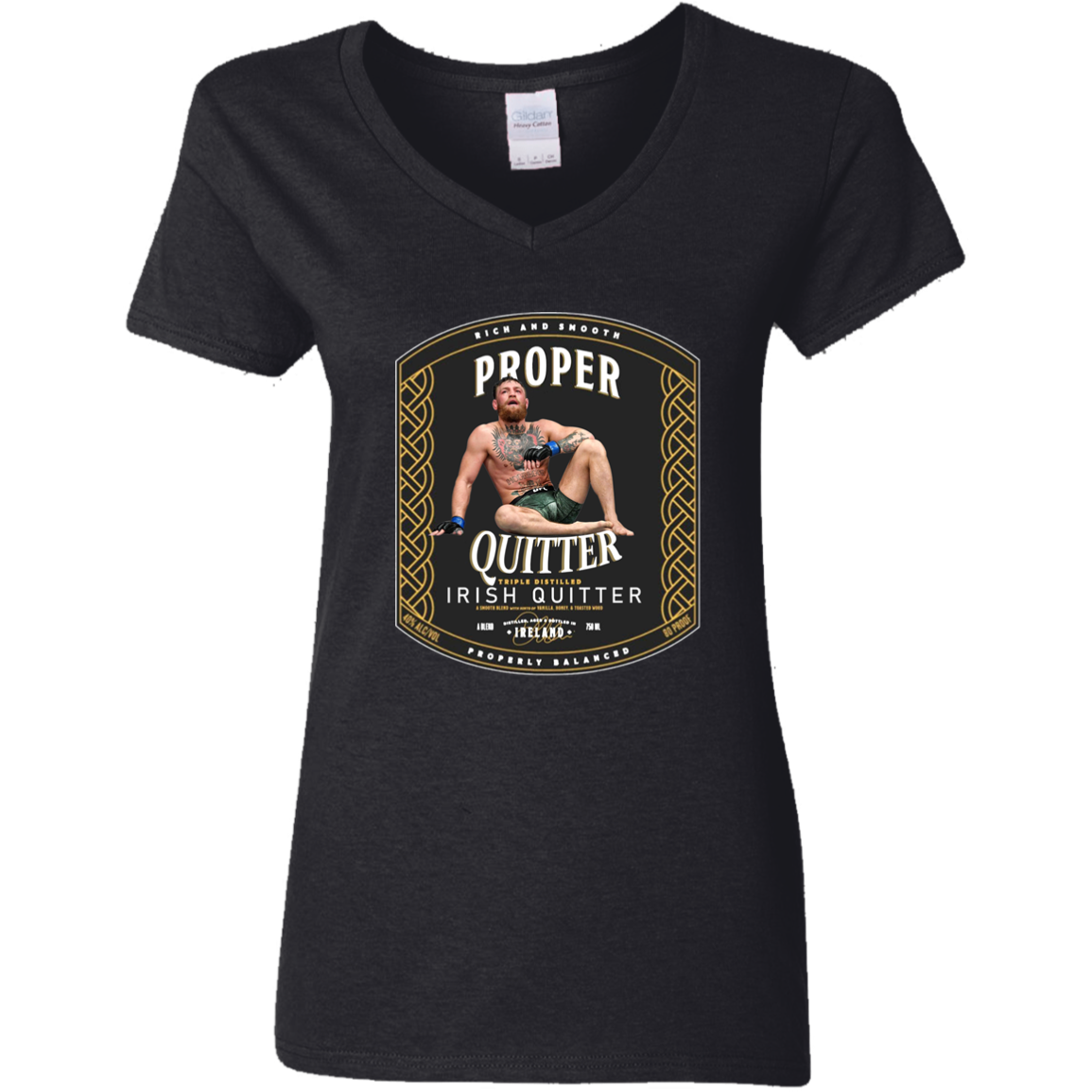 Artichoke Fight Gear Custom Design #15. Proper Quitter. Ladies'100% Cotton V-Neck T-Shirt