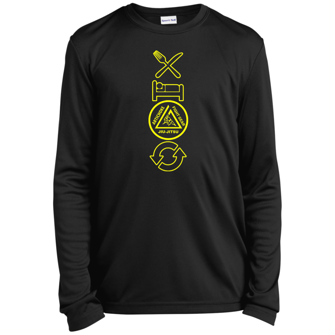 Artichoke Fight Gear Custom Design #9. EAT. SLEEP. JIU JITSU. REPEAT. Youth Long Sleeve Performance Tee